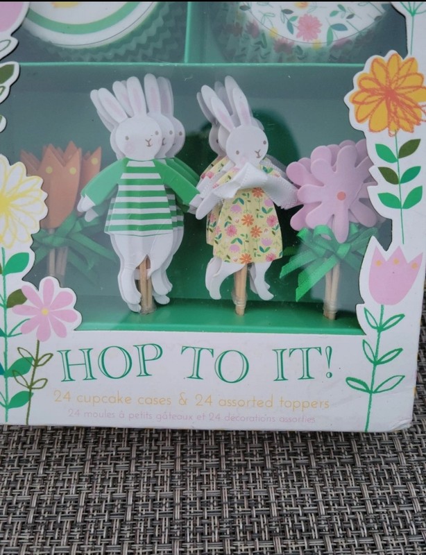 Easter Bunny Cupcake Kit Meri Meri Bake Cups Liners Toppers Picks Spring Flower gallery