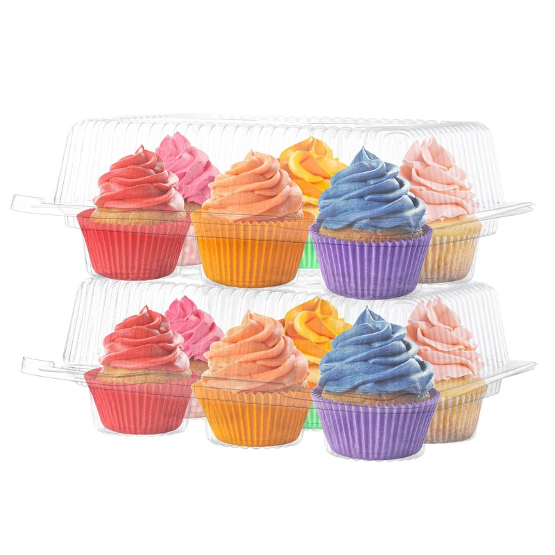 Plastic Cupcake Containers Boxes | 6 Compartment – 55 Pack | Disposable High ... gallery