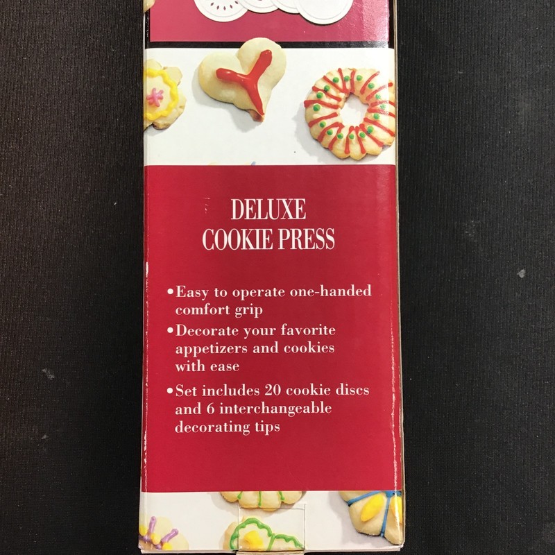 Roshco Bakers Advantage Deluxe Christmas Cookie Press 20 Discs 6 Tips Open Box gallery