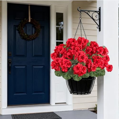 Artificial Flowers for Outdoors, 6 Bundles Realistic Silk Fake 6PCS Red gallery