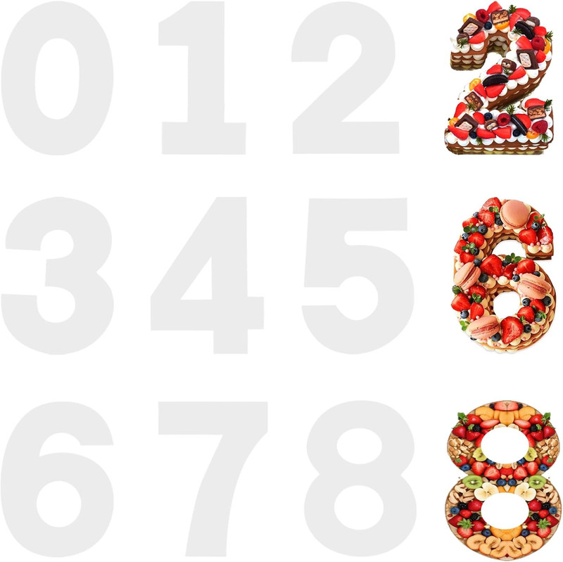 8 Inch Large Number Cake Molds – 9 Piece Numerical Painting Stencils, Baking For