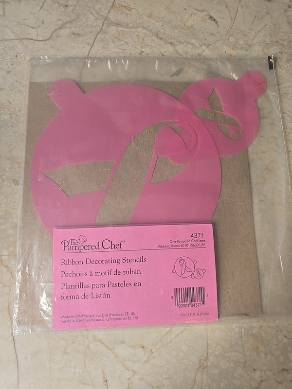2 Pack Pampered Chef Support Awareness Ribbon Stencil Decorating RETIRED #4371 gallery