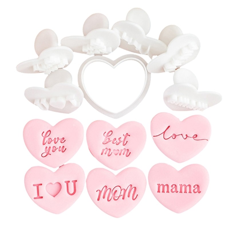 Set of 7 Portable Heart Cookie Cutter Set Biscuits Baking Mould For Baking Fun