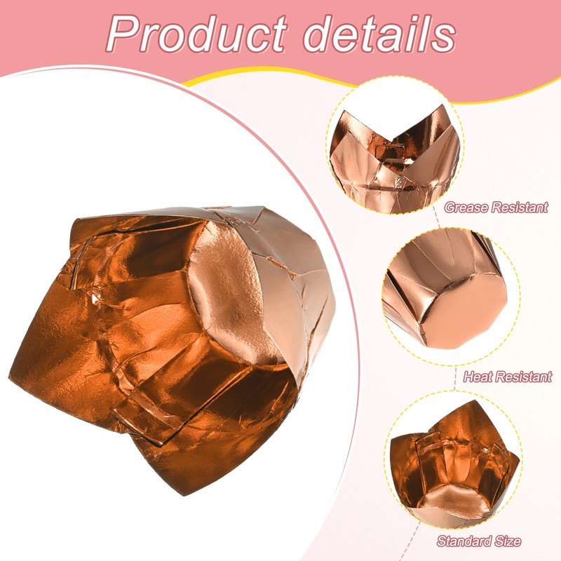 50-Pack Tulip Cupcake Liners, Greaseproof Paper Baking Cups[Champagne Gold] gallery