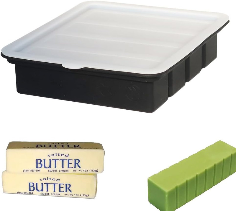 Silicone Butter Mold with Lid – Non-Stick Tray for 4 Butter Sticks, Herb Butter,
