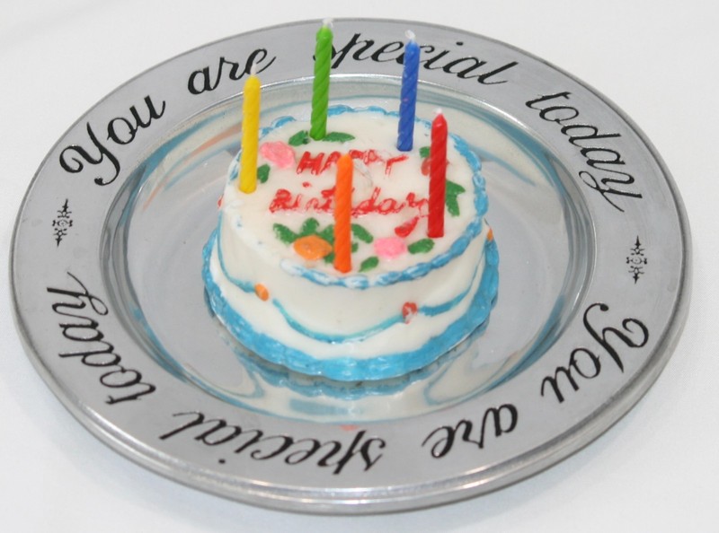 Happy Birthday 3-D Decorated Cake Candle Candleholder 4" Diameter x 1.5" High gallery
