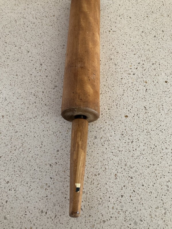 Rolling Pin Wood w/Turn Handles 19.5 Inches Vintage Pre-own gallery
