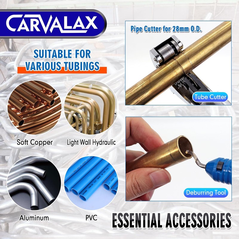 Carvalax 90 Ratcheting Tube Bender Kit - 7 Color-Coded Aluminum Heads For 1/4 gallery
