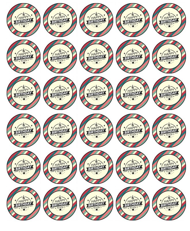 Happy Birthday Edible Cake Topper Wafer Birthday Cake Decorations (3 Sizes) #03