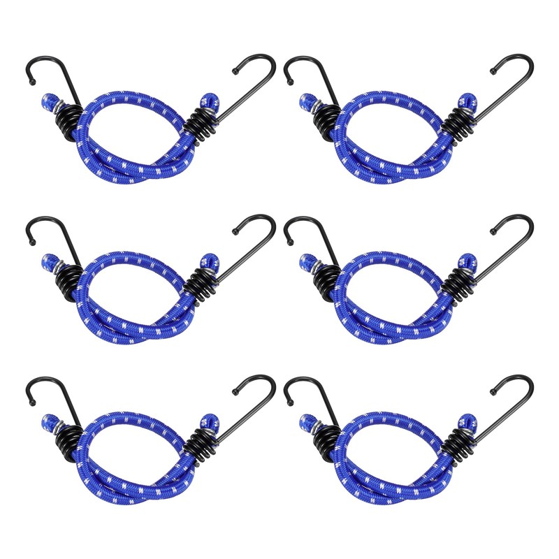 6Pcs Bungee Cord with Hooks 16″ Rubber Bungee Cords for Outdoor, Blue
