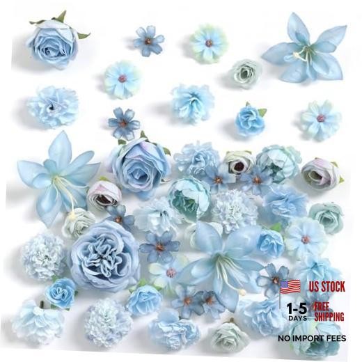 Fake Flower Heads for Crafts – Silk Artificial Roses, Peonies, Daisies & Blue