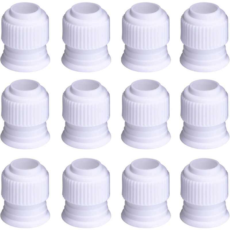 Shappy 12 Pieces Coupler Piping Bag Plastic Standard Couplers Cake White