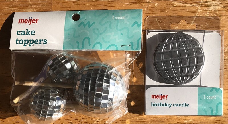 Mirror Disco Ball Cake Toppers & Candle Lot Birthday Party Decorations