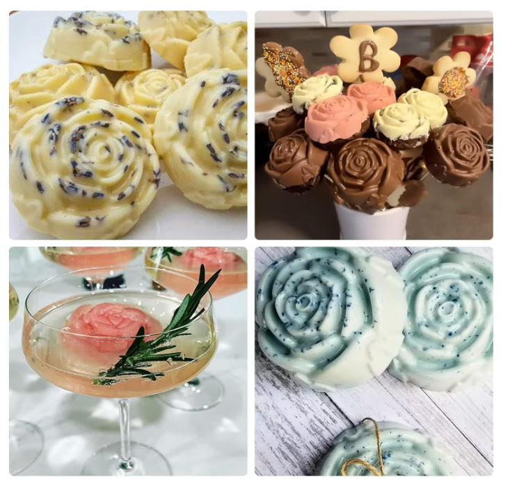 Silicone Rose Mold 2 PCS 6 Cavity Silicone Flowers Shaped Ice Cube etc. Mold New gallery