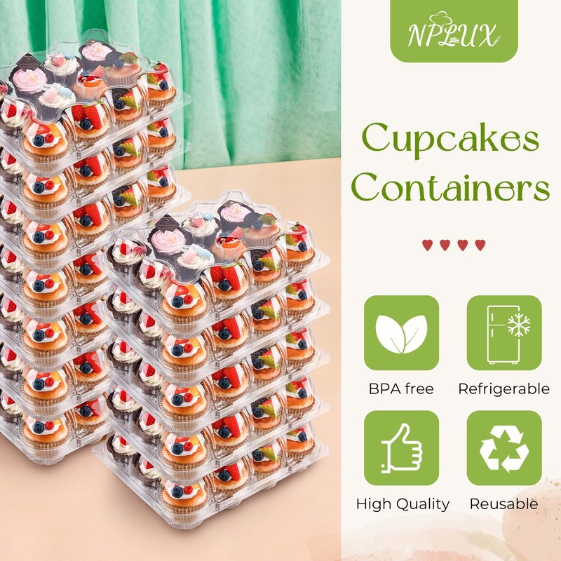 12 Count Cupcake Containers 12 Pack Cupcake Holders Plastic Stackable Cupcake... gallery