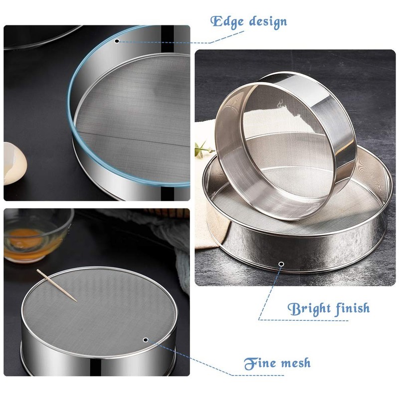 2 Pack Flour Sifter,Stainless Steel Fine Mesh Strainers Sieve,60 Silver gallery
