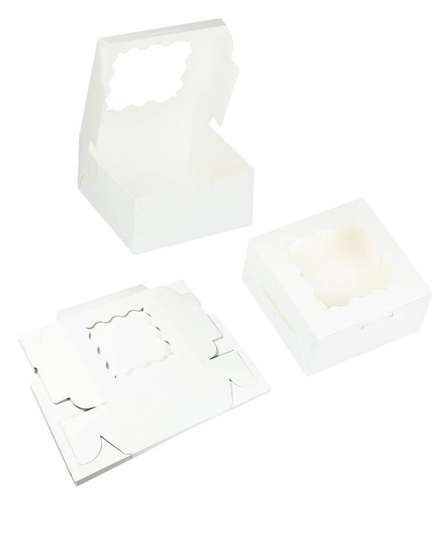 Bakepacker 100pcs White Cookie Boxes 6x6x3 inches Easy Assemble Macaroon Pastry gallery