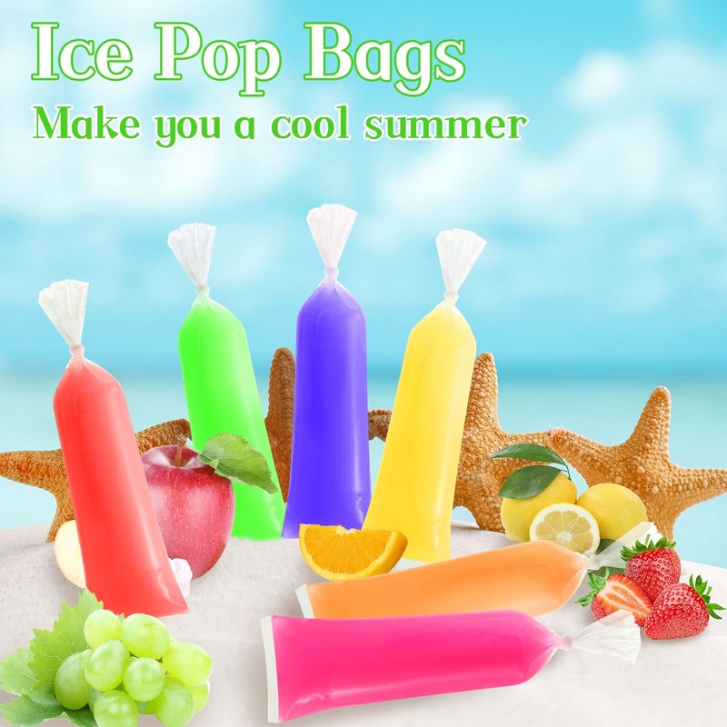 600 Pcs Disposable Ice Lolly Bags Plastic Mold Ice Cream Bags with Silicone F... gallery