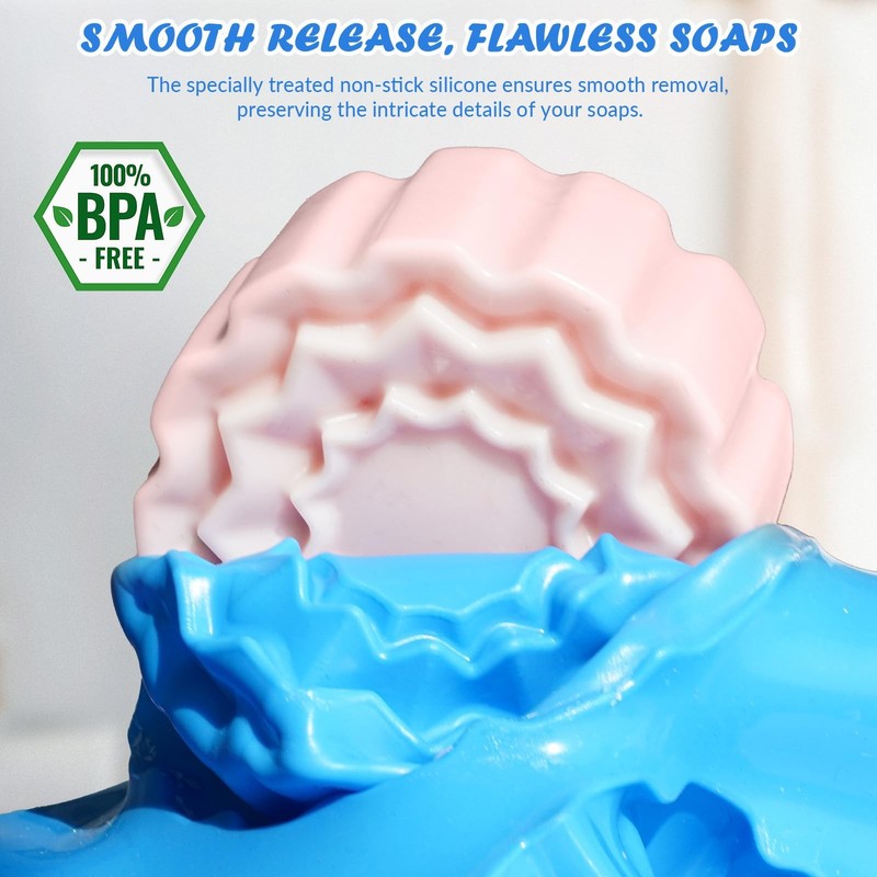Square Flower Rectangle Bar Molds Silicone, 7 Shapes for Chocolate Soap Makin... gallery