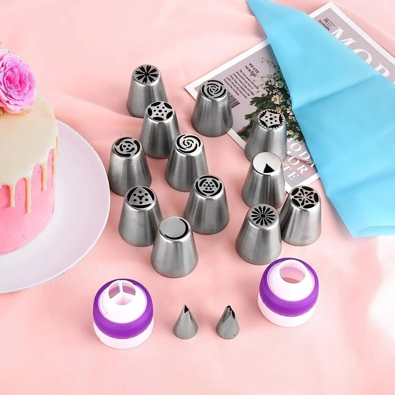 27pcs Russian Piping Tips Set Flower Tulip Nozzles Cake Pastry Decorating Kit gallery