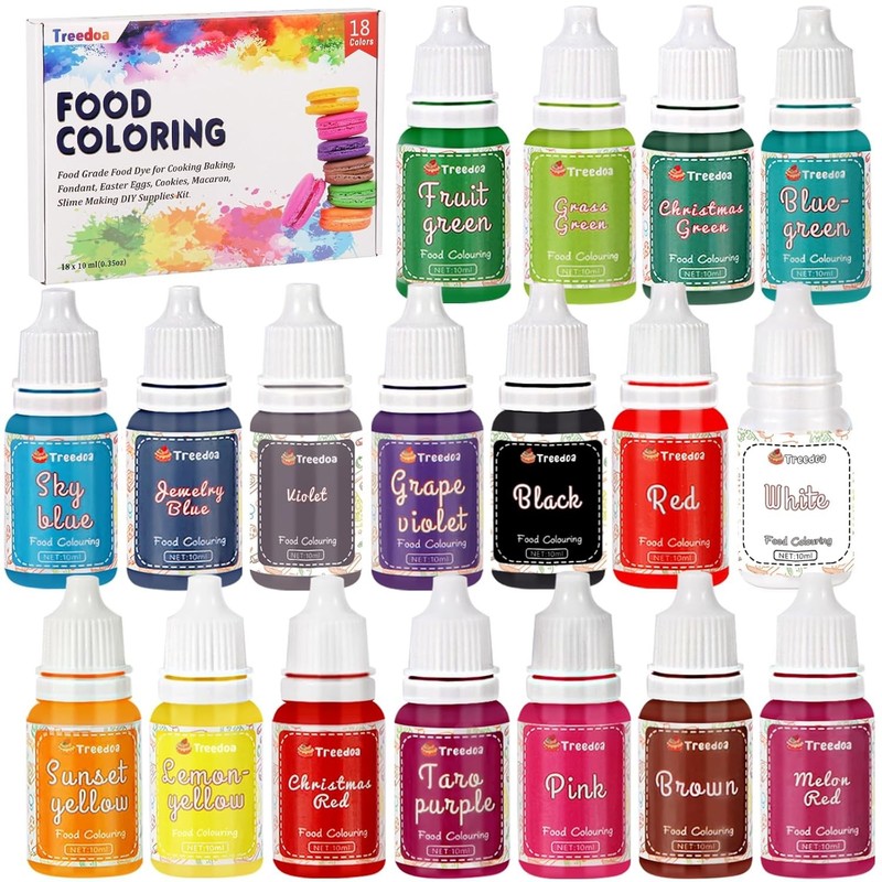 Food Coloring Liquid Set,18 Colors x 10ml Food Grade Food Dye Edible Vibrant Liq