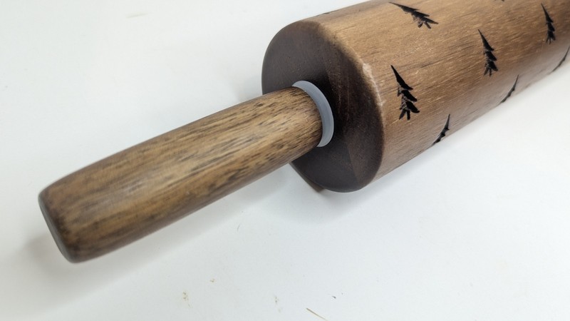 Hearth & Hand Magnolia Engraved Wood 10" Rolling Pin With Handle Christmas Trees gallery