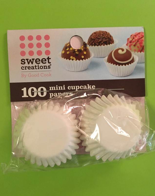 100 Sweet Creation mini cupcake cups, paper baking forms, about 1” diameter base