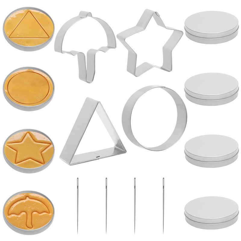 4 Set Korean Dalgona Cookie Kit, Sugar Game Cookie Set with Stainless Steel R…