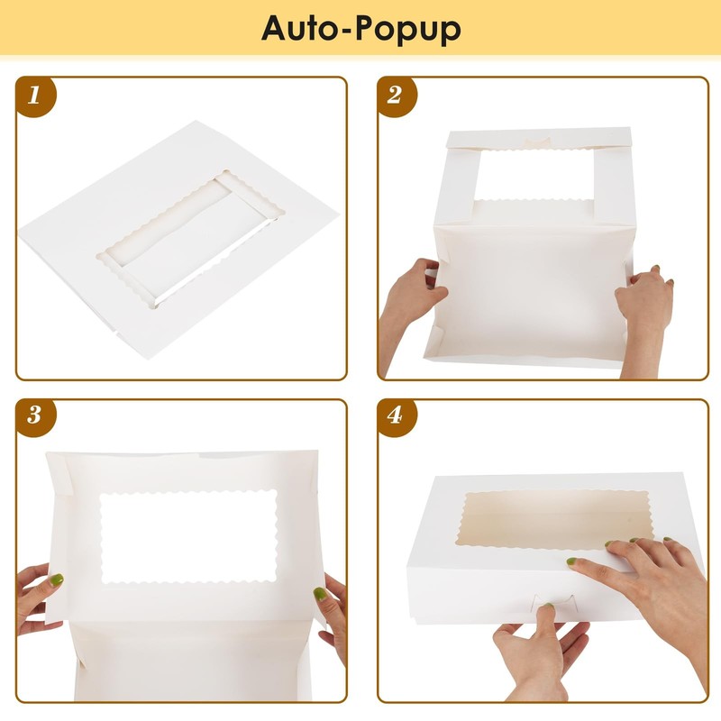 48pcs Treat Boxes with 3 Style Window, 12x8x2.5 Inches Auto-Popup Cookie Boxe... gallery