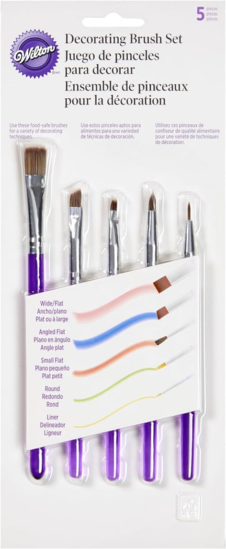 5-Piece Decorating Brush Set – Food Safe Decorating Brushes for Dusting Edible G