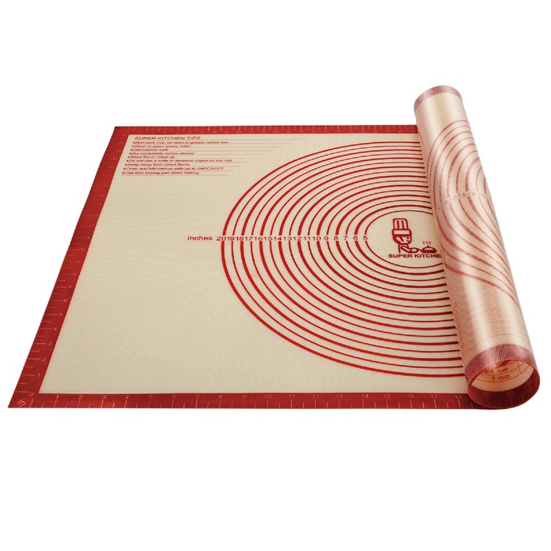 Non-slip Silicone Pastry Mat Extra Large with Measurements 36″L x 24″W, Red