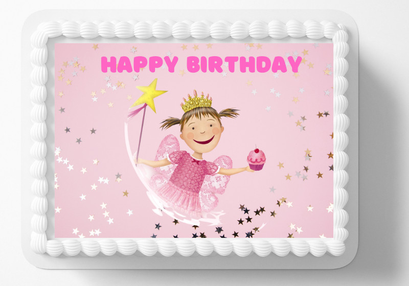 PinkLicious Girl Edible Image Personalized Edible Birthday Cake Topper Sticker