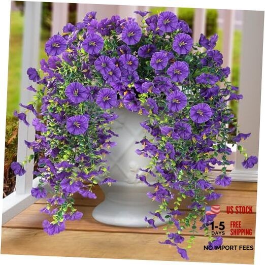 Artificial Fake Hanging Flowers Plants for Outdoor Outside Spring Purple