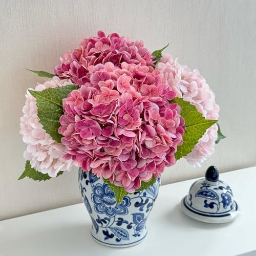 4 Pcs Magenta Real Touch Aritificial Hydrangeas 21'' Real 4 PCS Magenta/Pink gallery