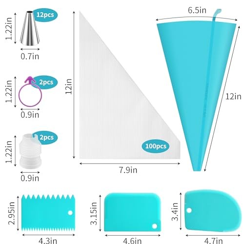Piping Bags and Tips Set -Ultimate Cake Decorating Supplies 12 Inch 120Pcs Set gallery