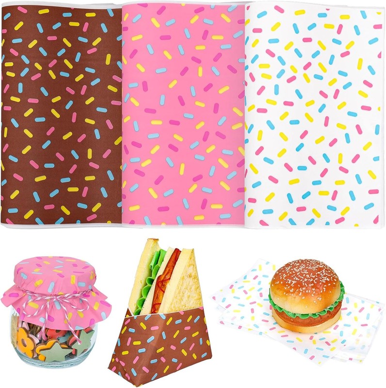 240 Sheet Donut Sprinkles Wax Paper Brown Pink White Sprinkles Design Food