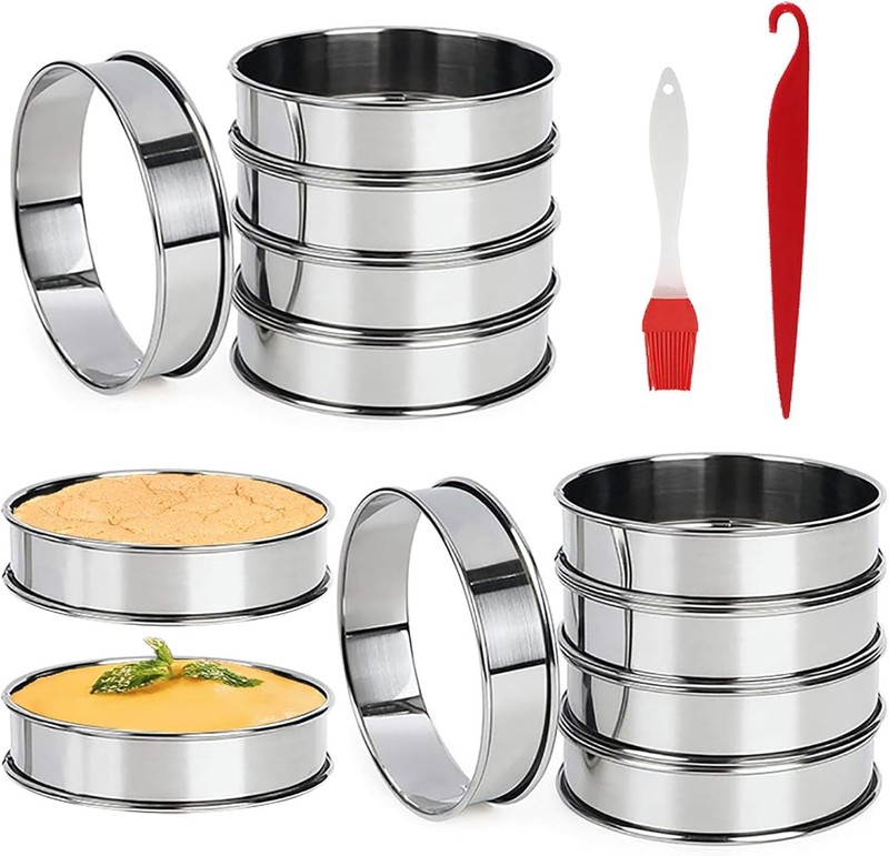 12Pack English Muffin Rings 3.15 Inch, Stainless Steel Crumpet Rings Double