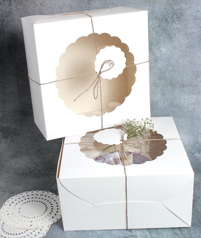 10 PCS 10x10x5-inch White Bakery Boxes with Window for Cakes Brownies gallery