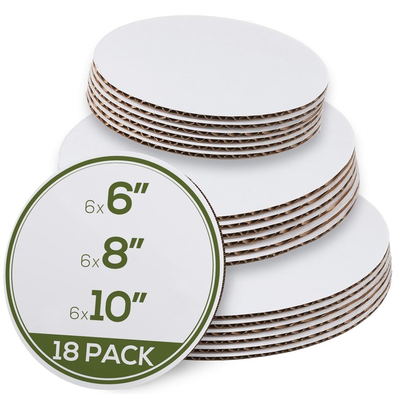 StarMar Set of 18 – Cake Board Rounds, Circle Cardboard Base, 6, 8 and 10-Inc…