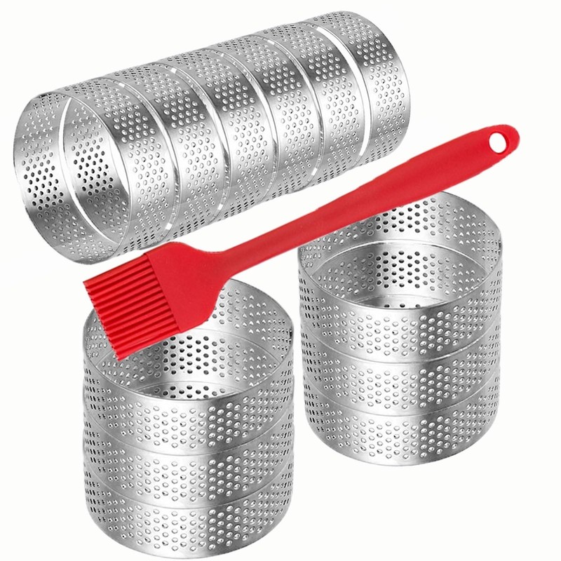 12Pack Tart Rings 3.15 Inch Perforated Tart Ring Stainless Steel, Round Mousse C