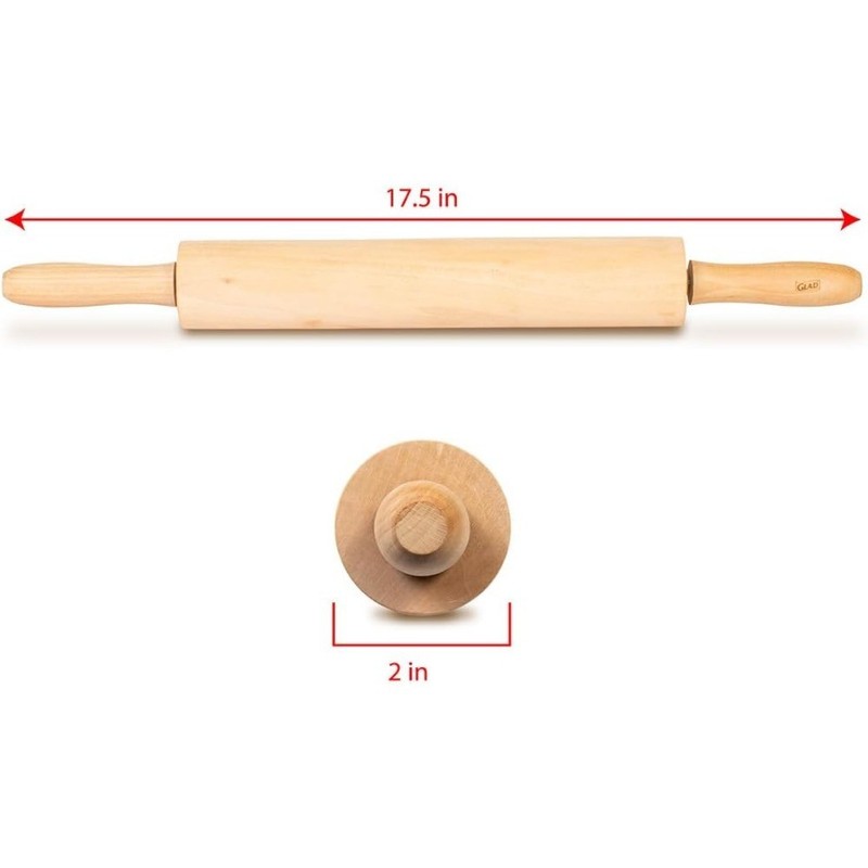 Large Wood Rolling Pin 17.5 Inch Heavy Duty Natural Wood Dough Roller for Baking gallery