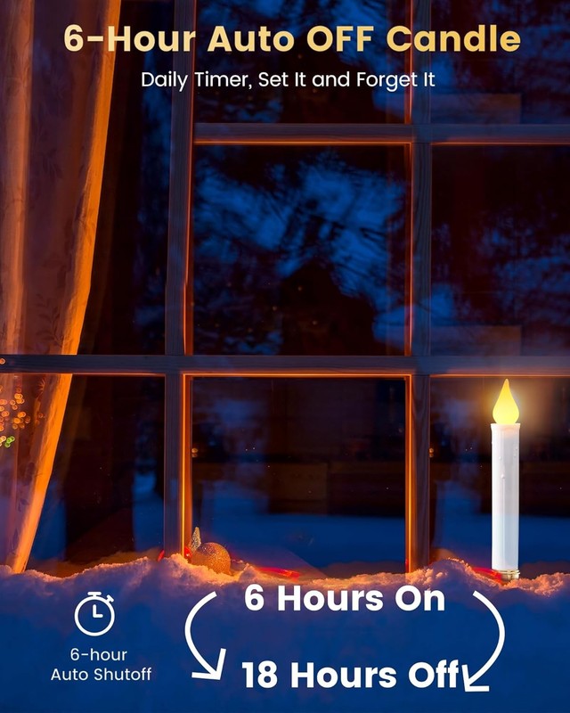Battery Operated Window Candles with Timer Gloss Gold gallery
