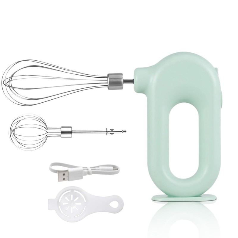 Green 4 Speed Electric Hand Mixer Cordless USB Rechargeable 1500mAh Beater