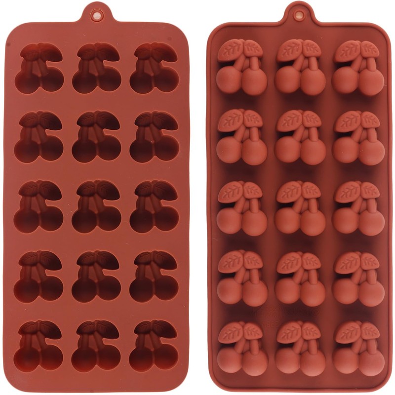 15 Cavity Cherry Silicone Chocolate Molds For Chocolate Hard Candy Set Of 2