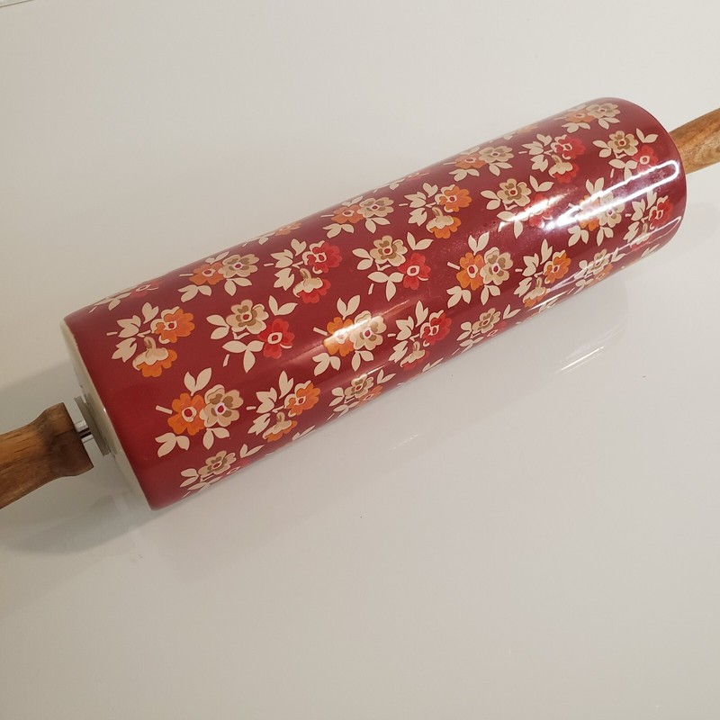 The Pioneer Woman Ceramic Rolling Pin Fall Flowers Autumn Harvest Retired