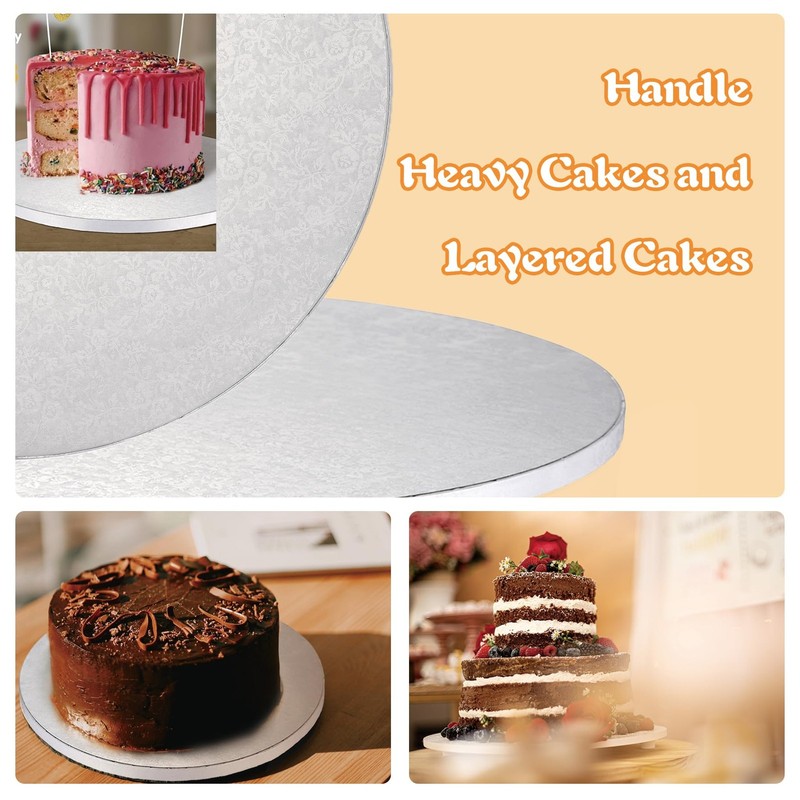 12 PCS 12 Inch White Round Cake Drums 1/2 Inch Thick Smooth Edge Board gallery