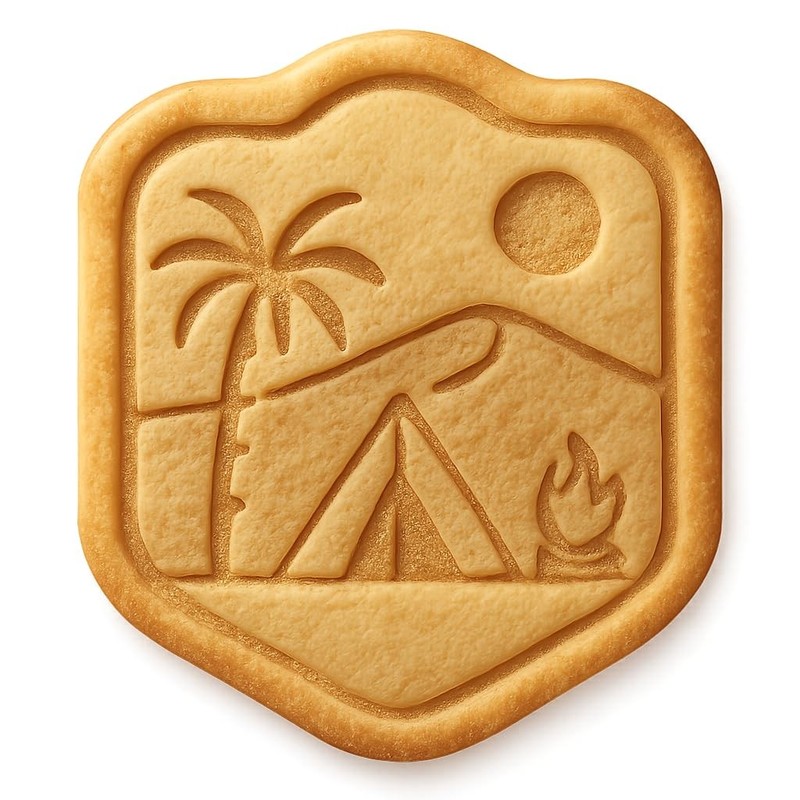 Desert Oasis Camping Scene Cookie Cutter & Stamp, Fondant & Clay – 4×3.8