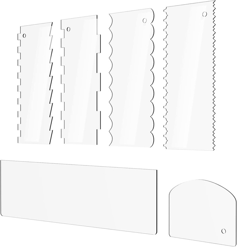 Cake Scraper 6 Pieces Clear Acrylic Icing Smoother Decorating Comb