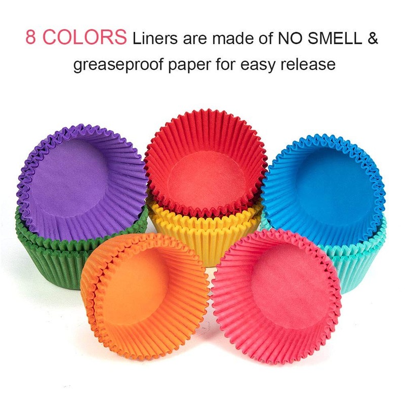 Bright Rainbow Standard Cupcake Liners Solid Colorful Paper Baking Cups 400-Coun gallery