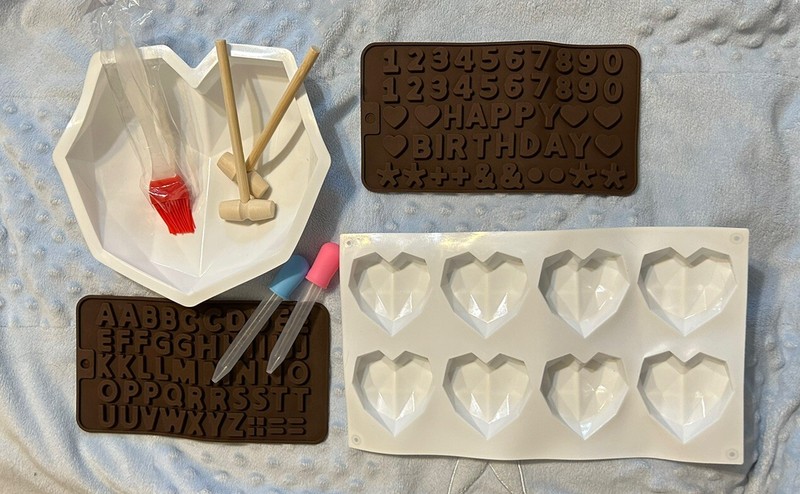 Silicone Diamond Heart Cake Molds DIY Baking Kit New!! See Pictures!